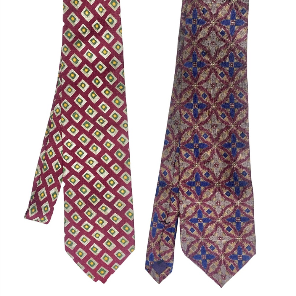 2 Mens 100% Silk Neck Ties Ruff Hewn & Unbranded Dress Office Wear.